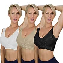 THE VALUE CLOSEOUT BUY - Set of 3 Comfortisse Support Push Up Bra (Size S 8 TO 10 - 32) - Black, Nude & White