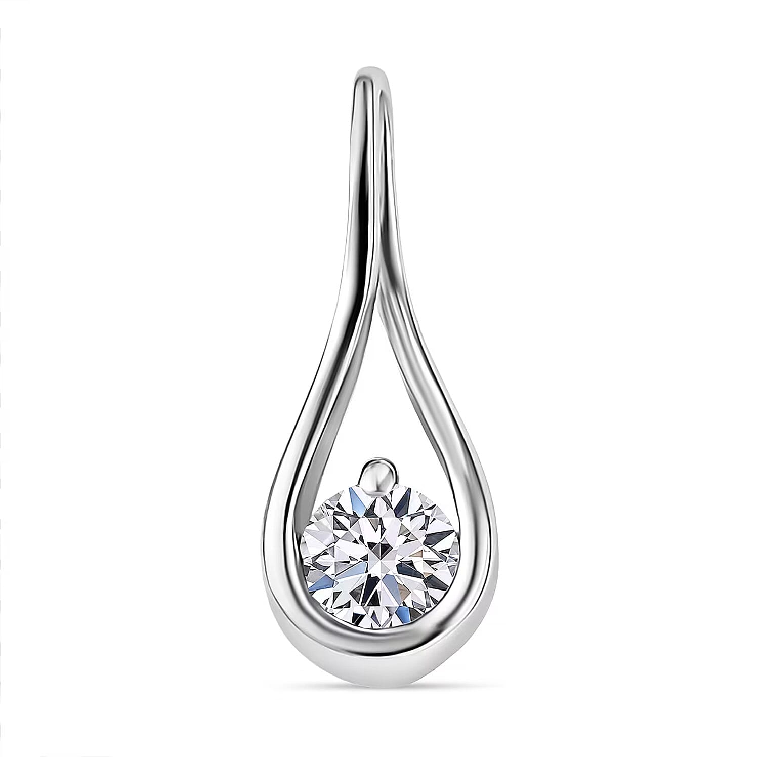 Luxuriant Lab Grown Diamond (SI-GH) Solitaire Pendant in Rhodium Overlay Sterling Silver