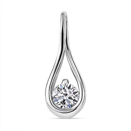 LUXURIANT Lab Grown Diamond Infinity Solitaire Pendant in Rhodium Sterling Silver