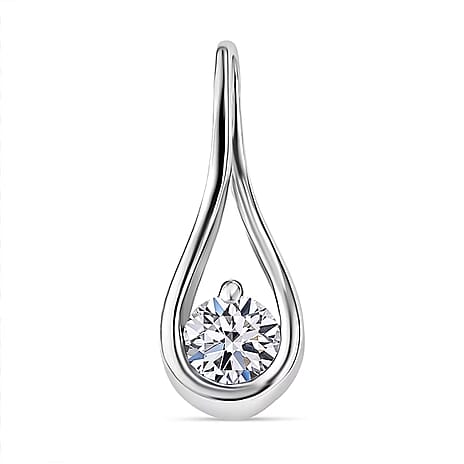 Luxuriant Lab Grown Diamond (SI-GH) Solitaire Pendant in Rhodium Overlay Sterling Silver