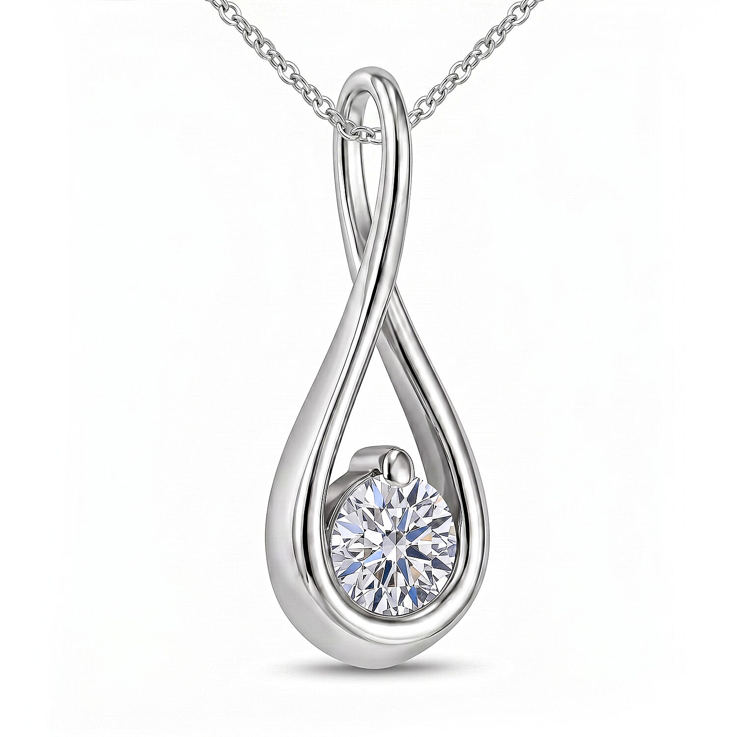 Luxuriant Lab Grown Diamond (SI-GH) Solitaire Pendant in Rhodium Overlay Sterling Silver