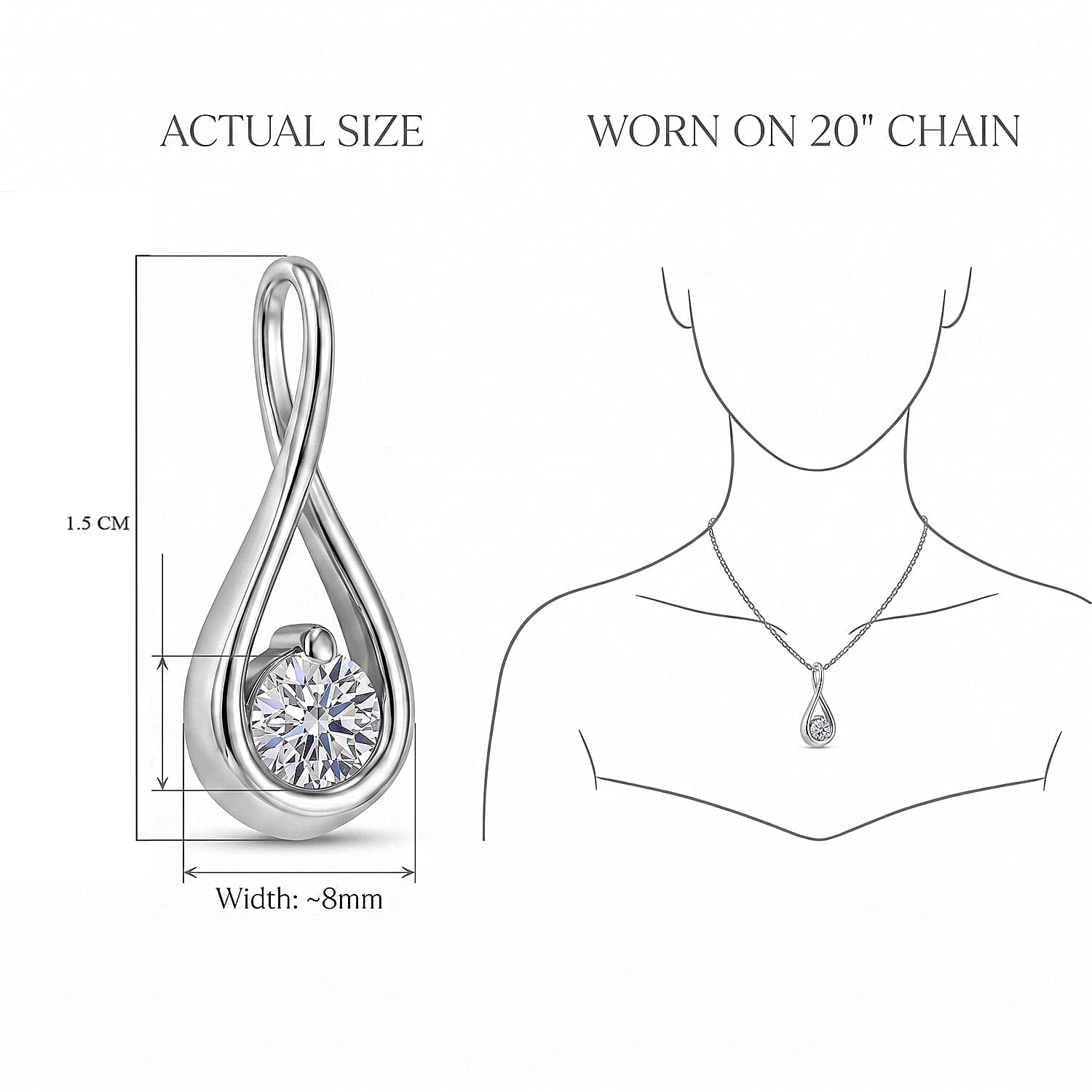 Luxuriant Lab Grown Diamond (SI-GH) Solitaire Pendant in Rhodium Overlay Sterling Silver