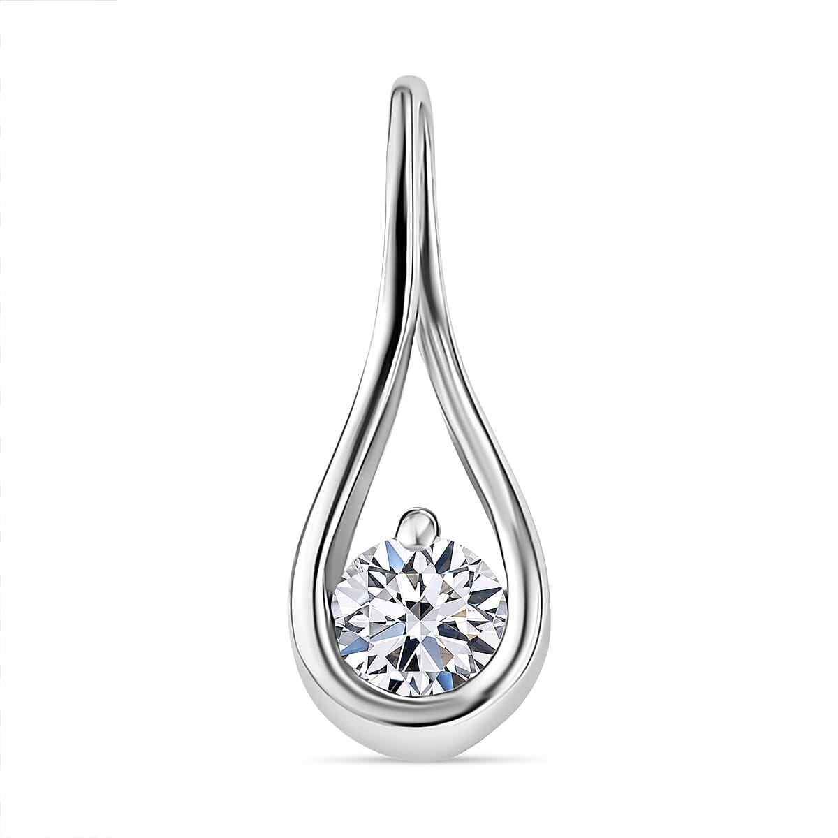 Luxuriant Lab Grown Diamond Solitaire Pendant in Rhodium OverlaySterling Silver  0.190  Ct.