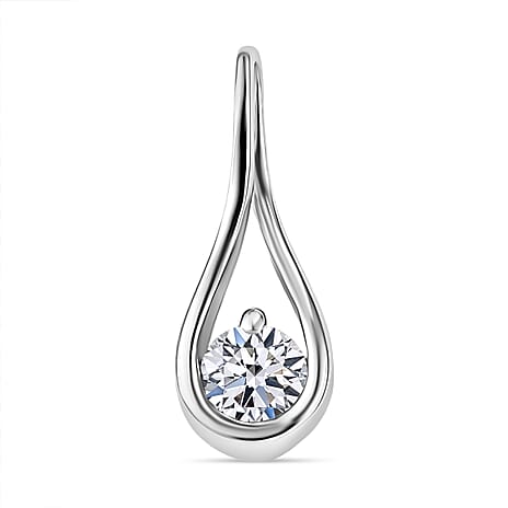 Luxuriant Lab Grown Diamond Solitaire Pendant in Rhodium OverlaySterling Silver  0.190  Ct.