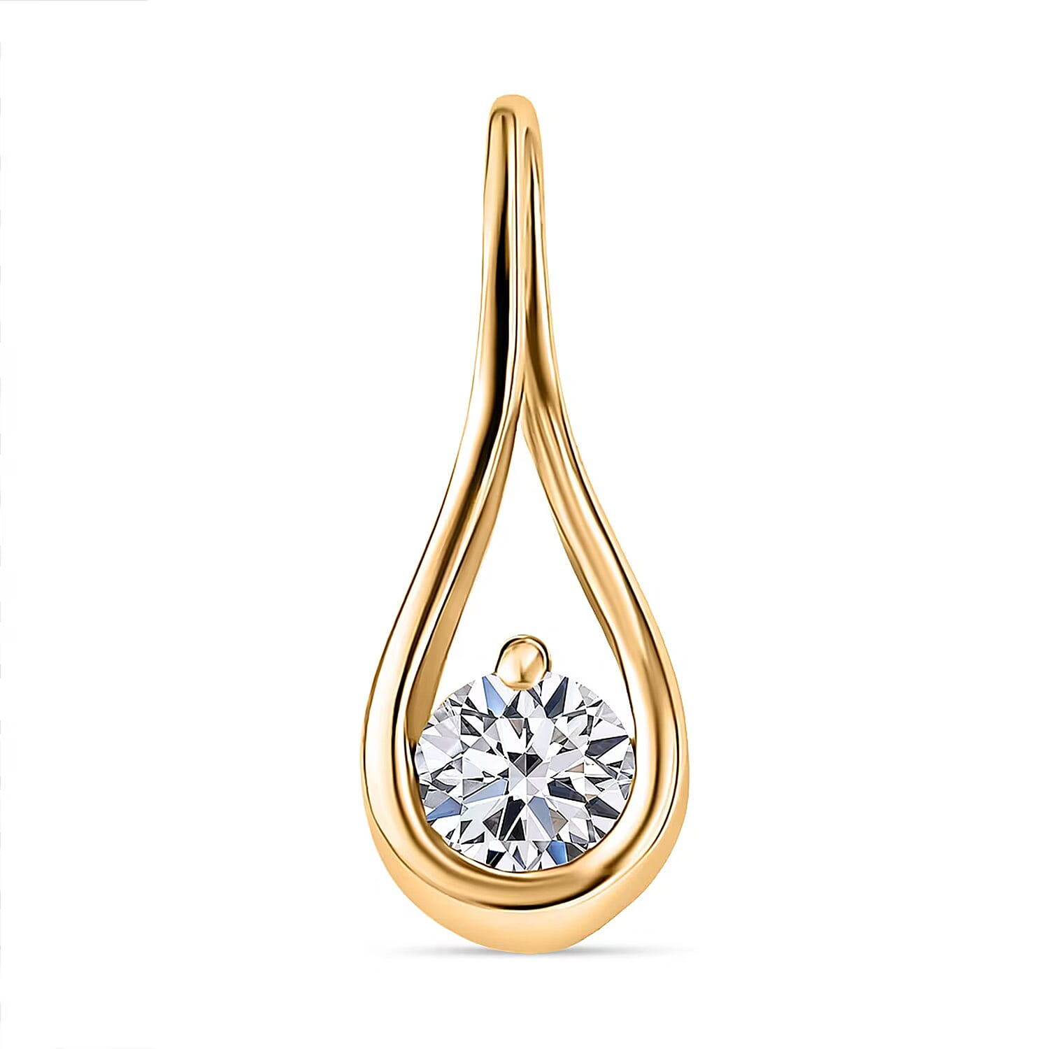Luxuriant Lab Grown Diamond (SI-GH)  Solitaire Pendant in 18K Yellow Gold Plated Sterling Silver