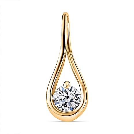 Luxuriant Lab Grown Diamond (SI-GH)  Solitaire Pendant in 18K Yellow Gold Plated Sterling Silver