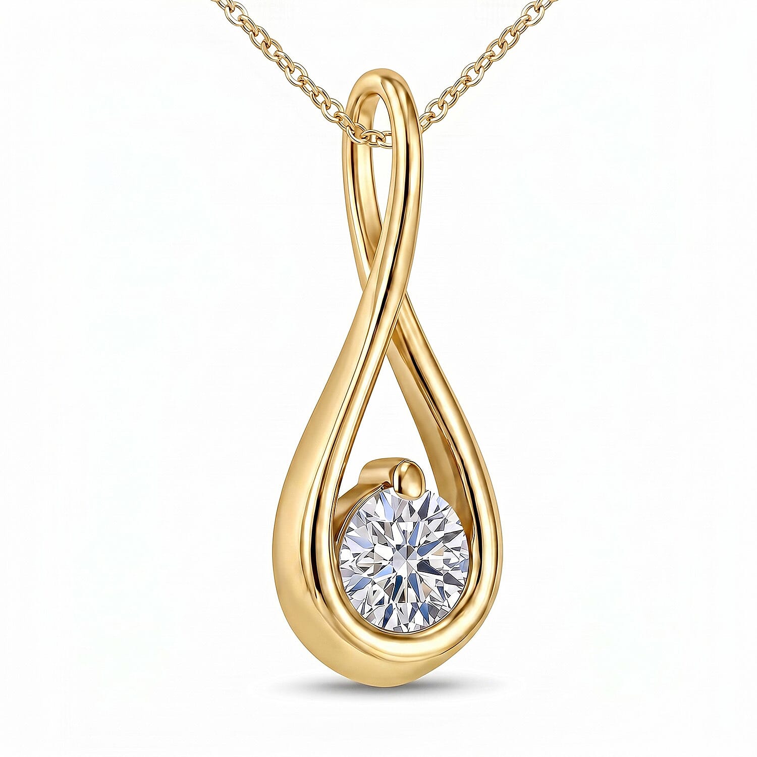 Luxuriant Lab Grown Diamond (SI-GH)  Solitaire Pendant in 18K Yellow Gold Plated Sterling Silver