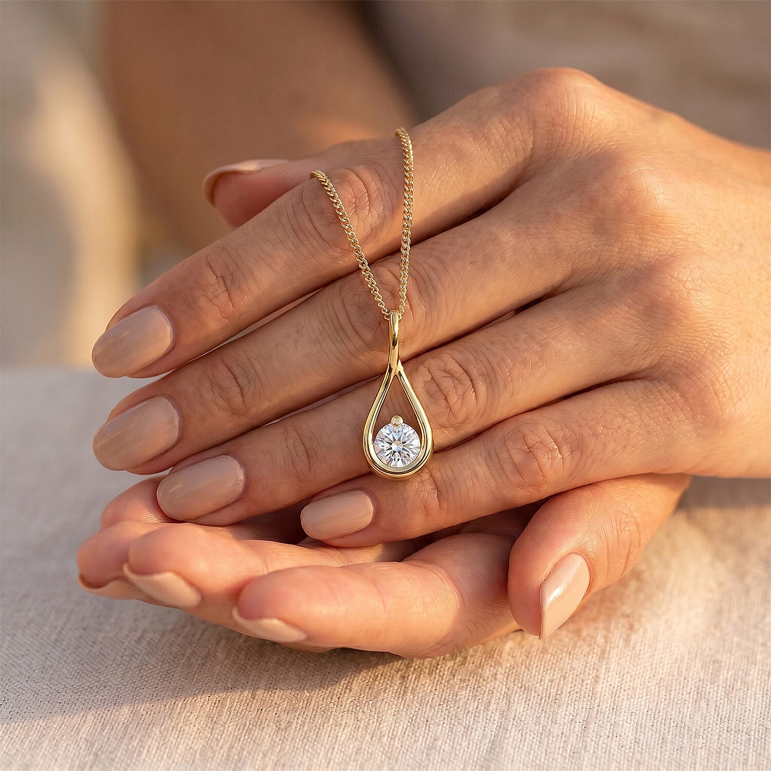 Luxuriant Lab Grown Diamond (SI-GH)  Solitaire Pendant in 18K Yellow Gold Plated Sterling Silver