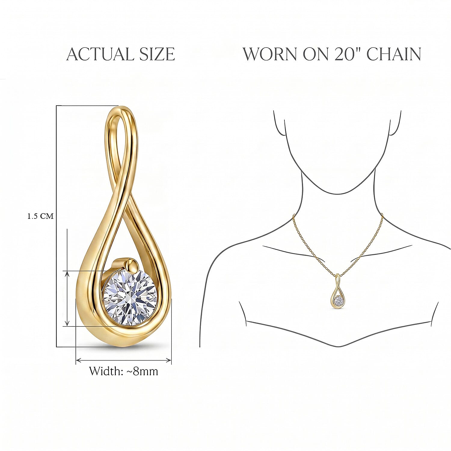 Luxuriant Lab Grown Diamond (SI-GH)  Solitaire Pendant in 18K Yellow Gold Plated Sterling Silver