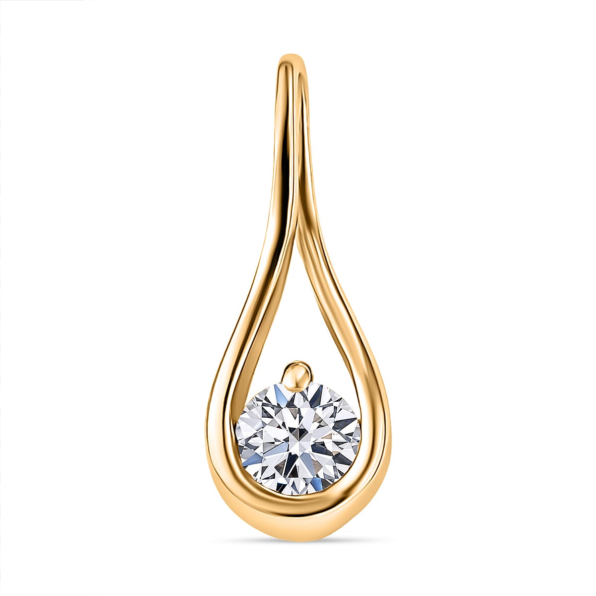 Luxuriant Lab Grown Diamond (SI-GH)  Solitaire Pendant in 18K Yellow Gold Plated Sterling Silver