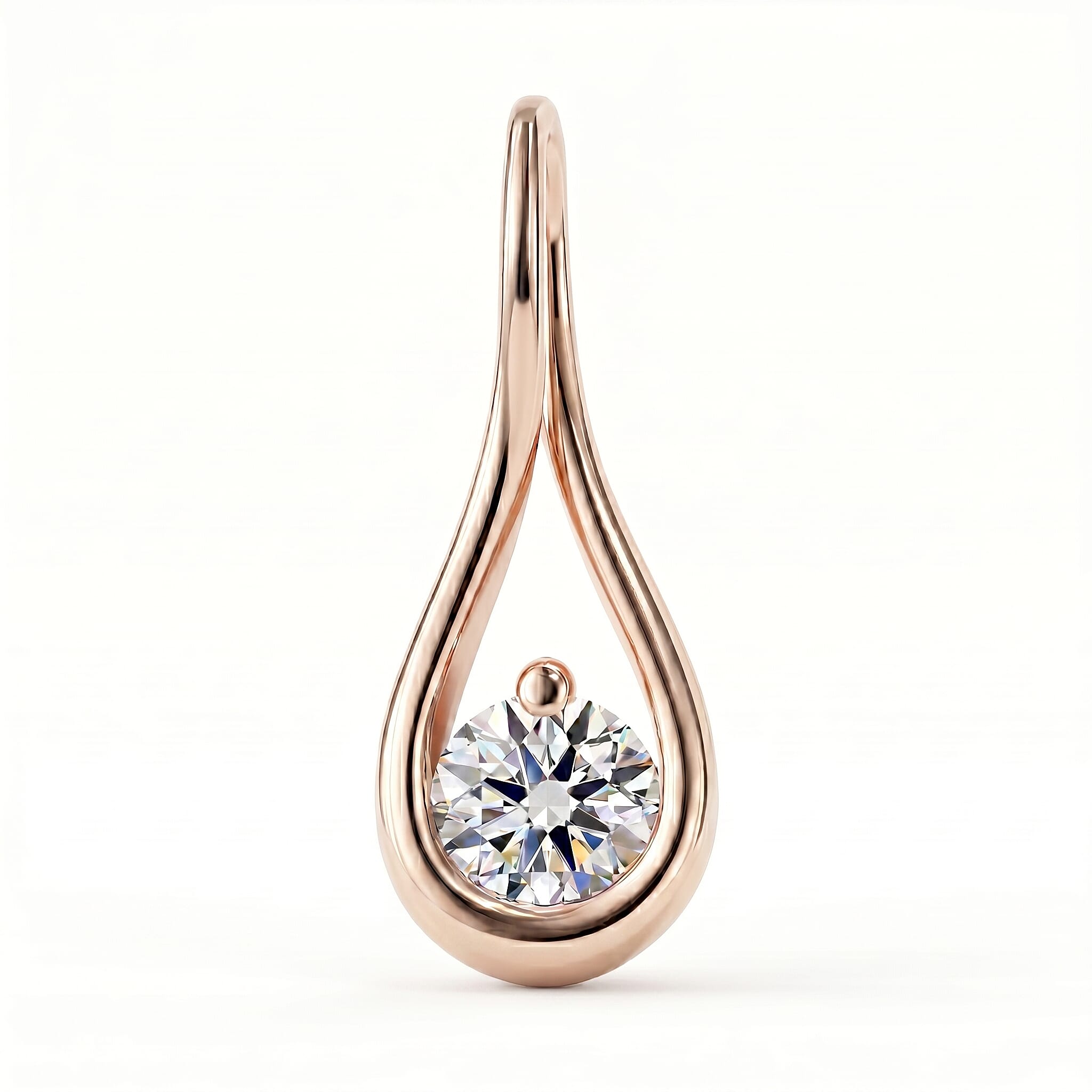 Luxuriant Lab Grown Diamond (SI-GH)  Solitaire Pendant  in Rose Gold Plated Sterling Silver