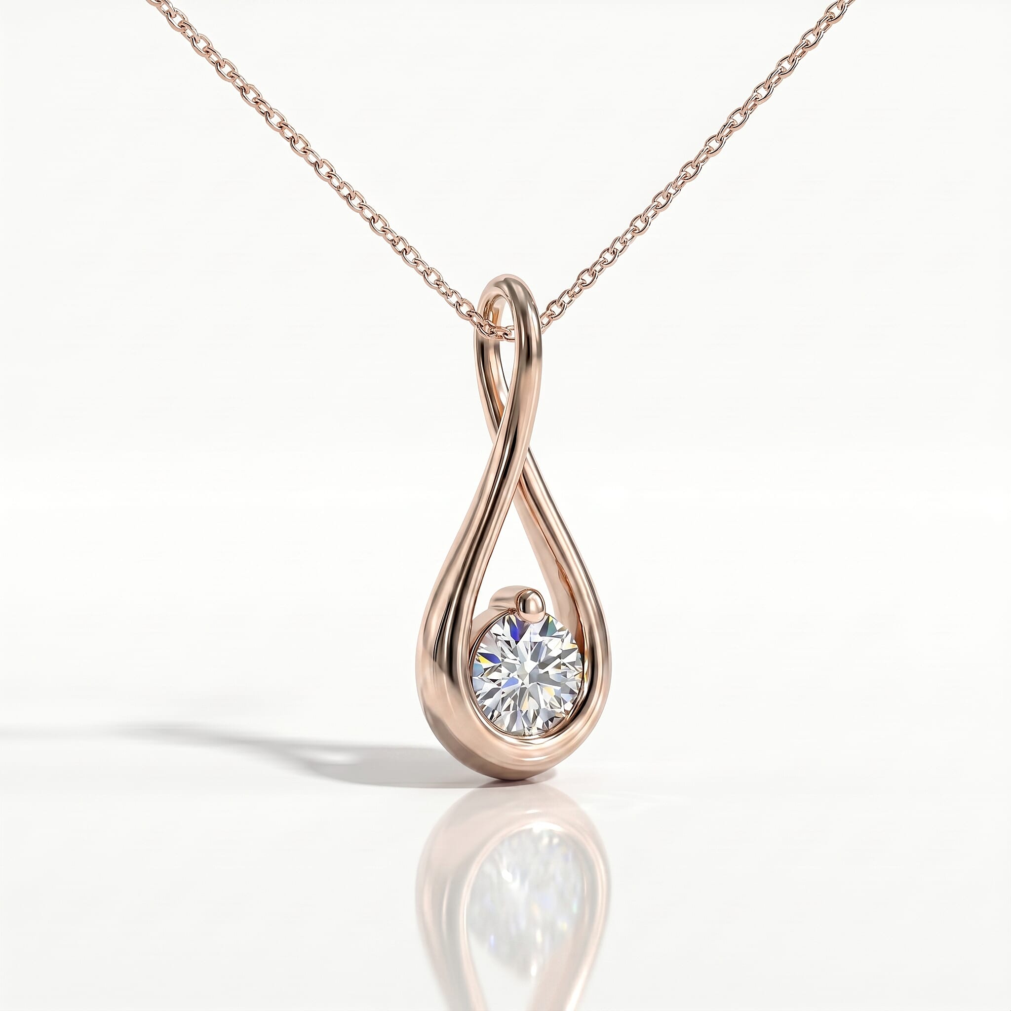 Luxuriant Lab Grown Diamond (SI-GH)  Solitaire Pendant  in Rose Gold Plated Sterling Silver