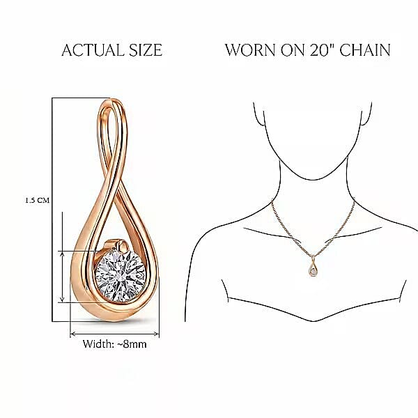 Luxuriant Lab Grown Diamond (SI-GH)  Solitaire Pendant  in Rose Gold Plated Sterling Silver