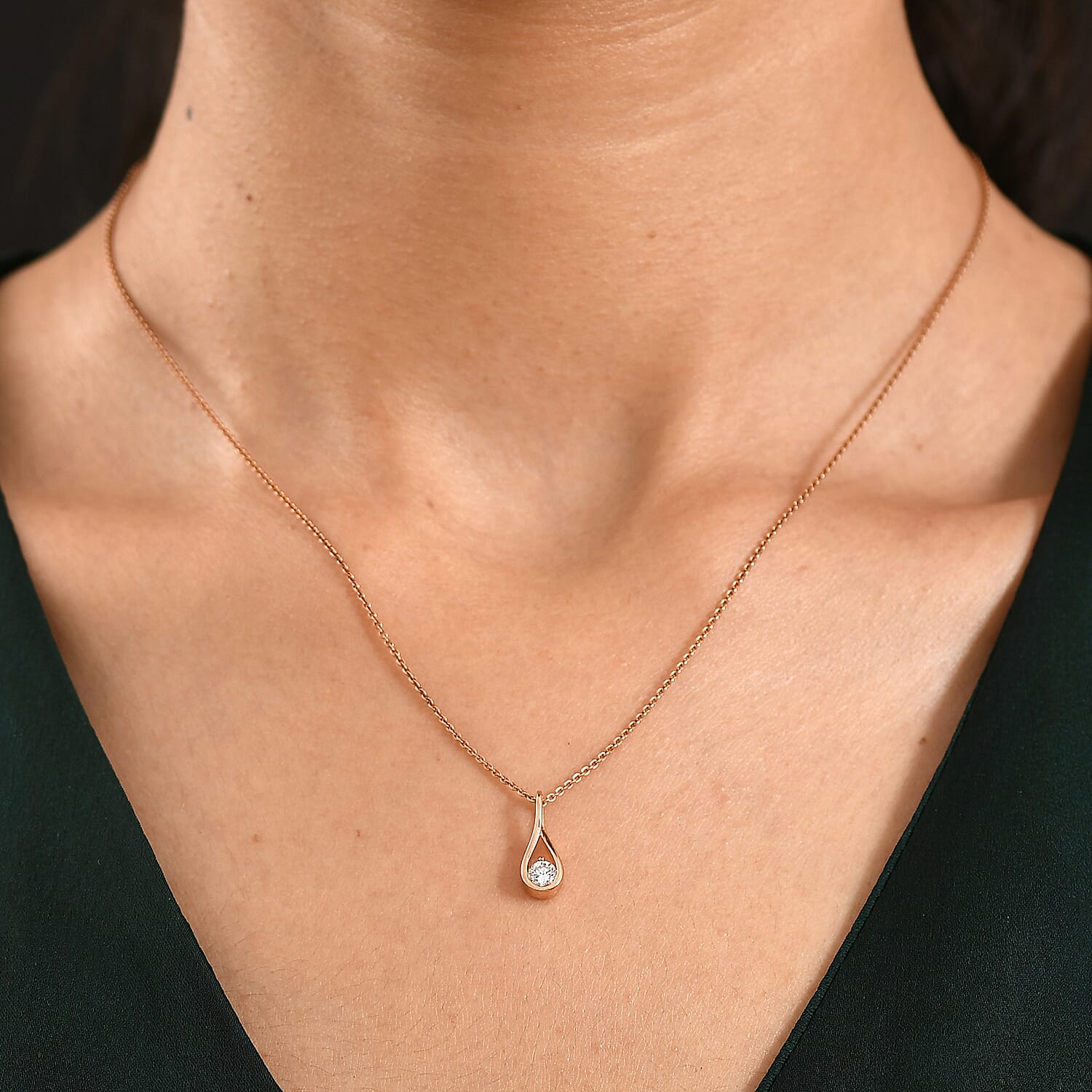 Luxuriant Lab Grown Diamond Solitaire Pendant Sterling Silver  0.190  Ct.