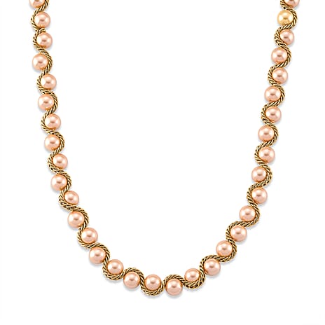 The Exotic Collection - Mother of Pearl Rope Necklace With Lobster Claw Clasp (Size - 19.5-2 EXT) - Peach