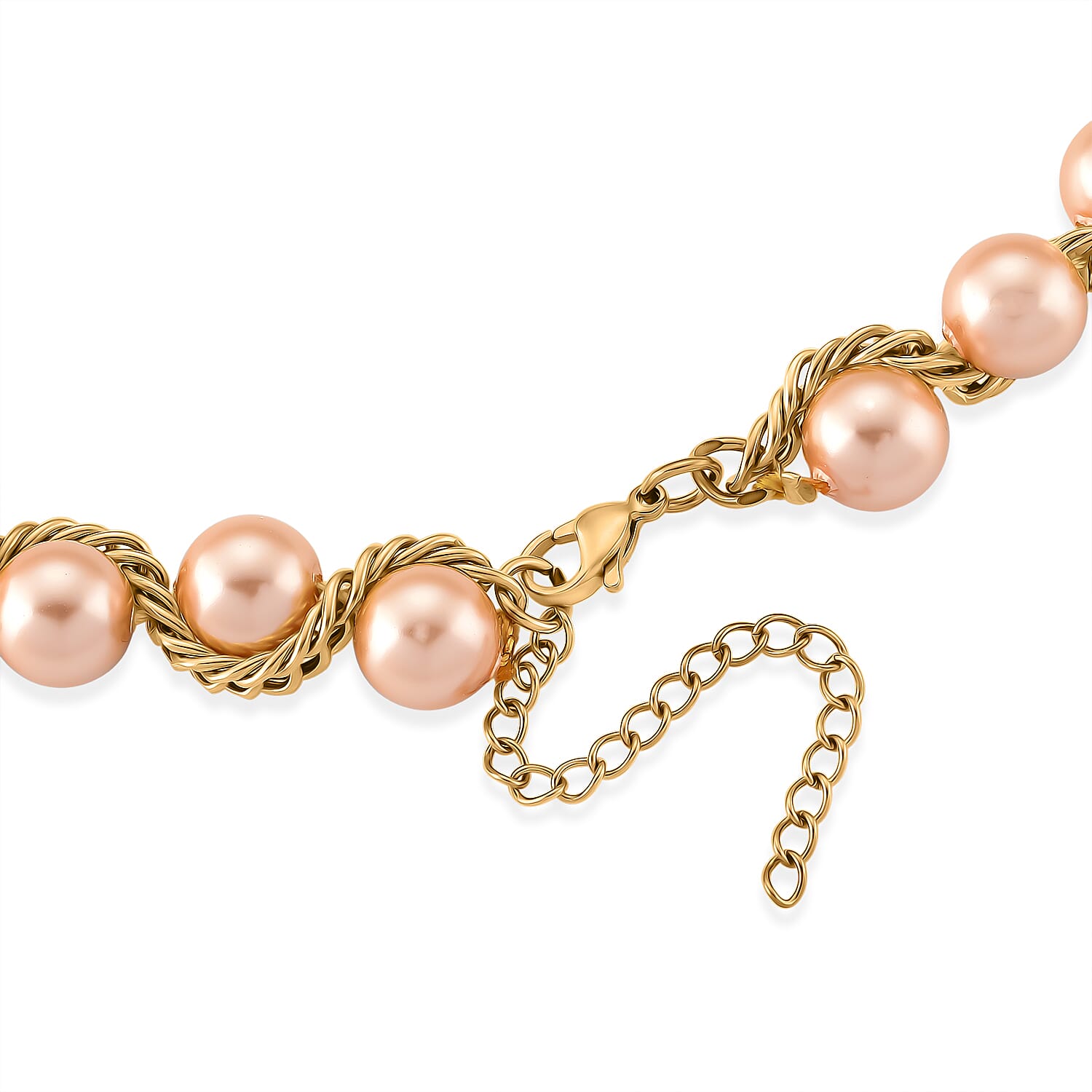 The Exotic Collection - Mother of Pearl Rope Necklace With Lobster Claw Clasp (Size - 19.5-2 EXT) - Peach