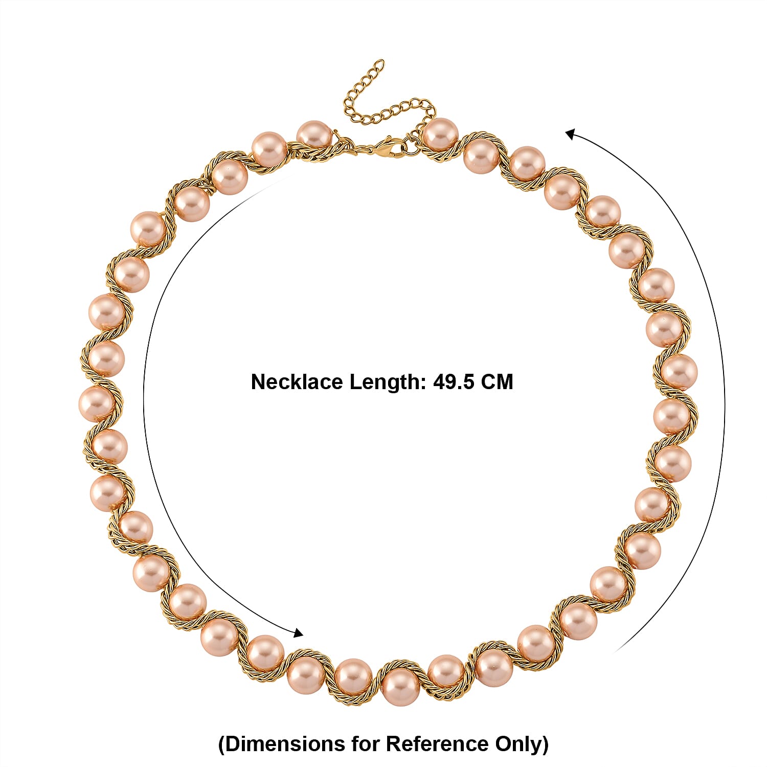 The Exotic Collection - Mother of Pearl Rope Necklace With Lobster Claw Clasp (Size - 19.5-2 EXT) - Peach