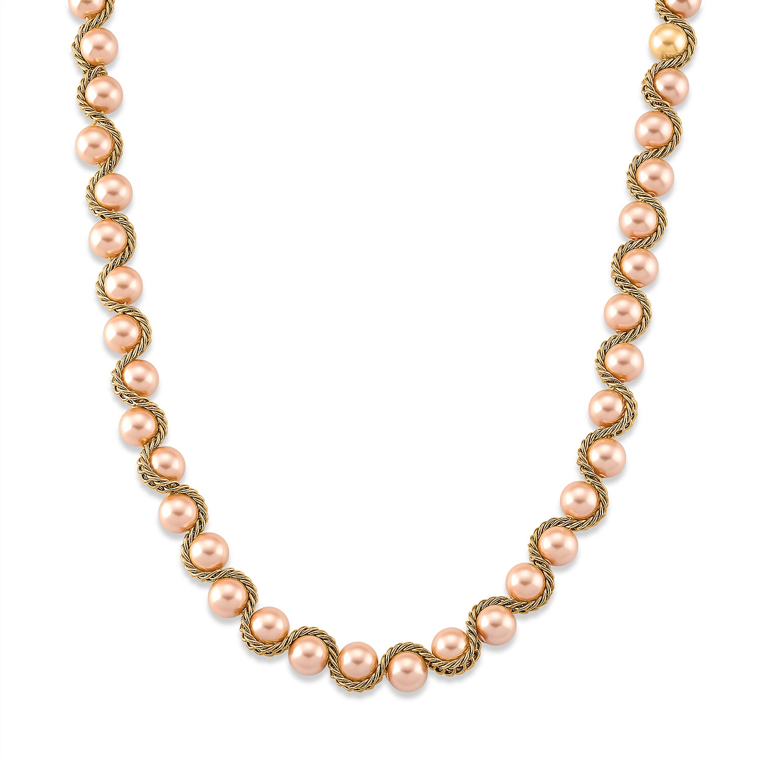 The Exotic Collection - Mother of Pearl Rope Necklace With Lobster Claw Clasp (Size - 19.5-2 EXT) - Peach