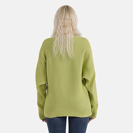 - Maisi Glam Knit Diamonte Batwing-Sleeve Jumper (One Size) - Green