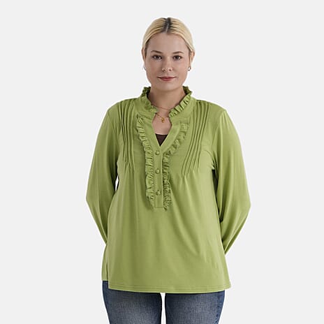 - Maisi Agaric Lace Collar Top (Size 20 to 22) - Green