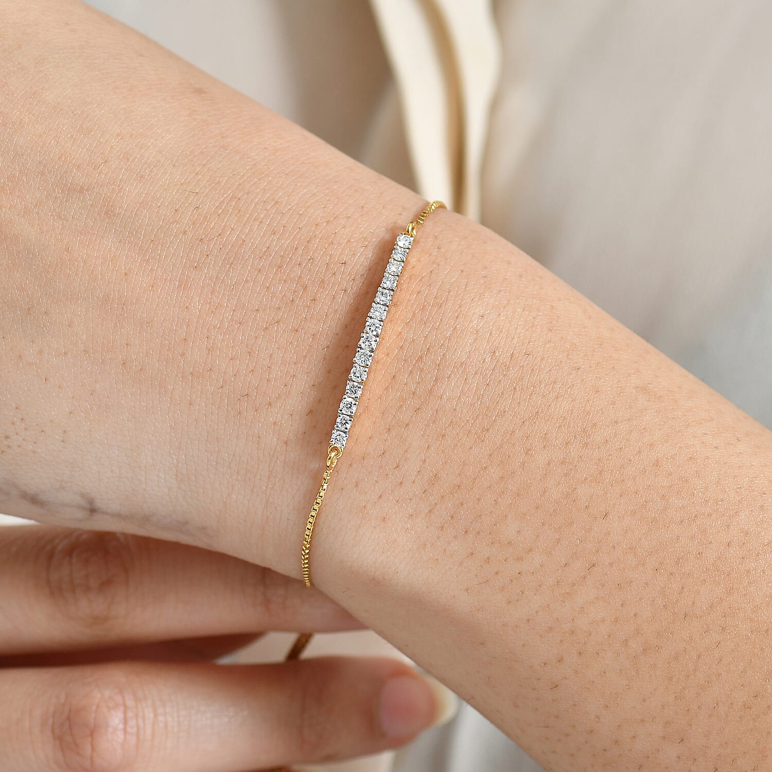 Luxuriant Lab Grown Diamond Bracelet in 18K Vermeil Yellow Gold Plated Sterling Silver 0.51 Ct.