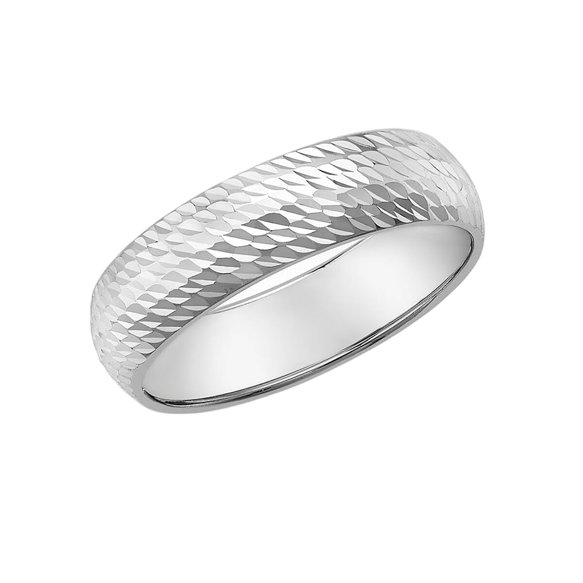 9K White Gold Diamond Cut Band Ring