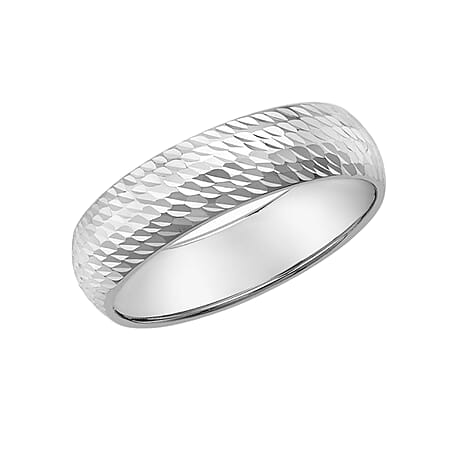 9K White Gold Diamond Cut Band Ring