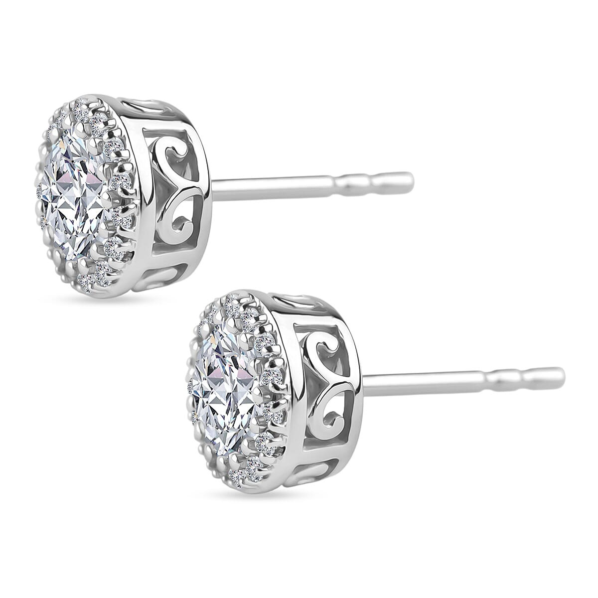 14K White Gold Lab Grown Diamond (SI-GH) Earring with Push Back 1.00 Ct.