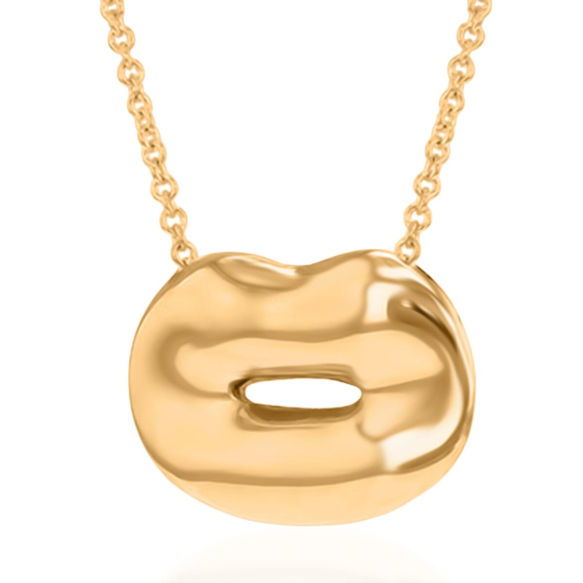 Designer Inspire Necklace - 9K Yellow Gold Adjustable Lips Necklace (Size 16-17)