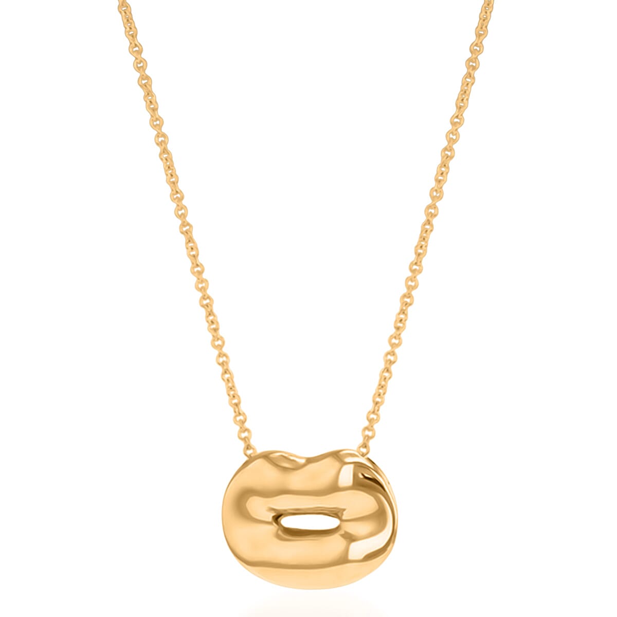 Designer Inspire Necklace - 9K Yellow Gold Adjustable Lips Necklace (Size 16-17)