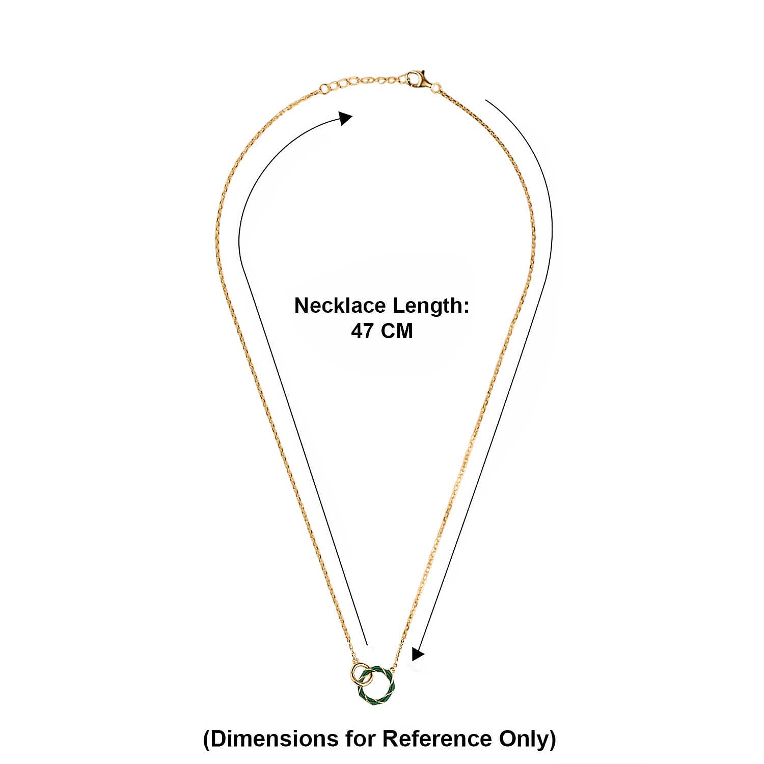 Yellow Gold Plated Sterling Silver Grnenam 2 Ring Necklace (Size 17 - 1 Ext)