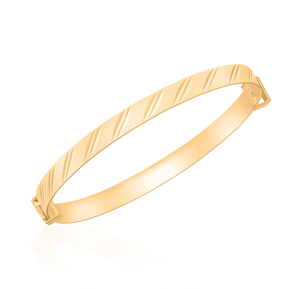 9K Yellow Gold Diamond Cut Double - Oblique Expandable Baby Bangle (Size Adjustable 1.50 - 1.80)