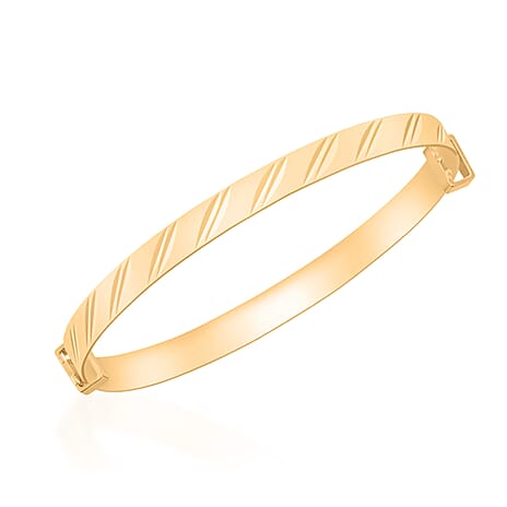 9K Yellow Gold Diamond Cut Double - Oblique Expandable Baby Bangle (Size Adjustable 1.50 - 1.80)