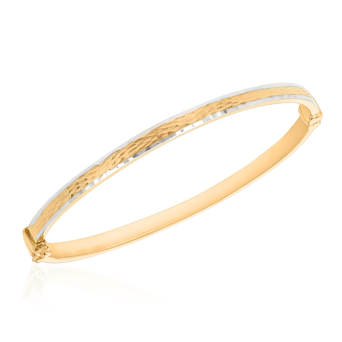 BLACK FRIDAY DEAL - 9K Yellow & White Gold Diamond Cut Bangle (Size 7.50)