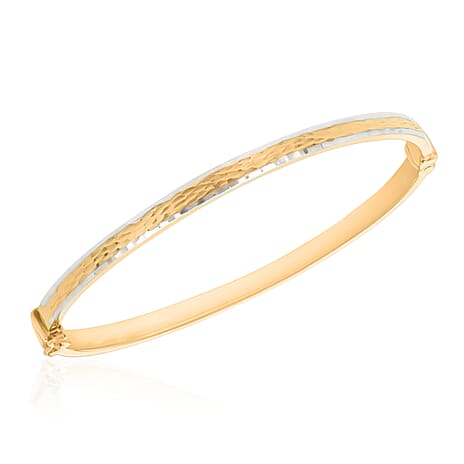BLACK FRIDAY DEAL - 9K Yellow & White Gold Diamond Cut Bangle (Size 7.50)