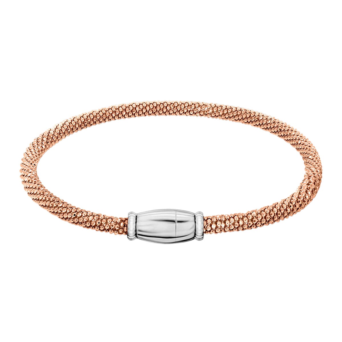Sterling Silver Mini Spark Bracelet (Size 7.5) in Rose Gold Plated, Silver Wt. 8.55 Gms.