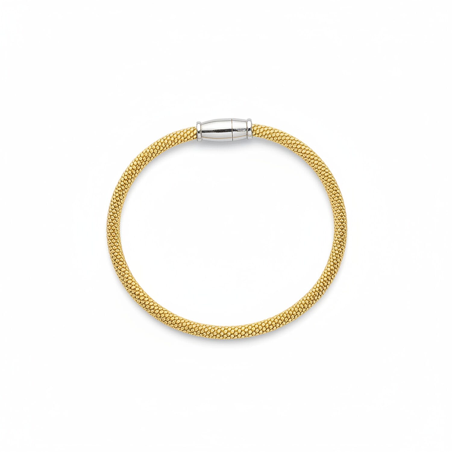 Yellow Gold Plated Sterling Silver Mini Sparkle Bracelet (Size - 7.5) with Magnetic Lock, Silver Wt. 8.70 Gms.