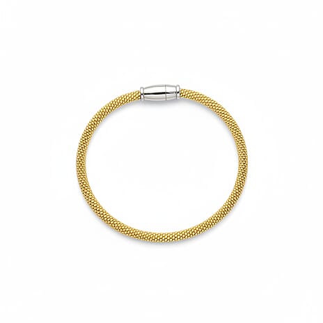 Sterling Silver Mini Sparkle Bracelet (Size - 7.5) with Magnetic Lock in Yellow Gold Plated, Silver Wt. 8.70 Gms.