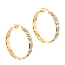 Sterling Silver Glitter Small Hoop Earring with Clasp in Rose Gold Plated, Silver Wt. 4.20 Gms.