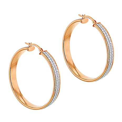 Sterling Silver Glitter Small Hoop Earring with Clasp in Rose Gold Plated, Silver Wt. 4.20 Gms.