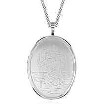 Sterling Silver Oval St. Christopher Pendant