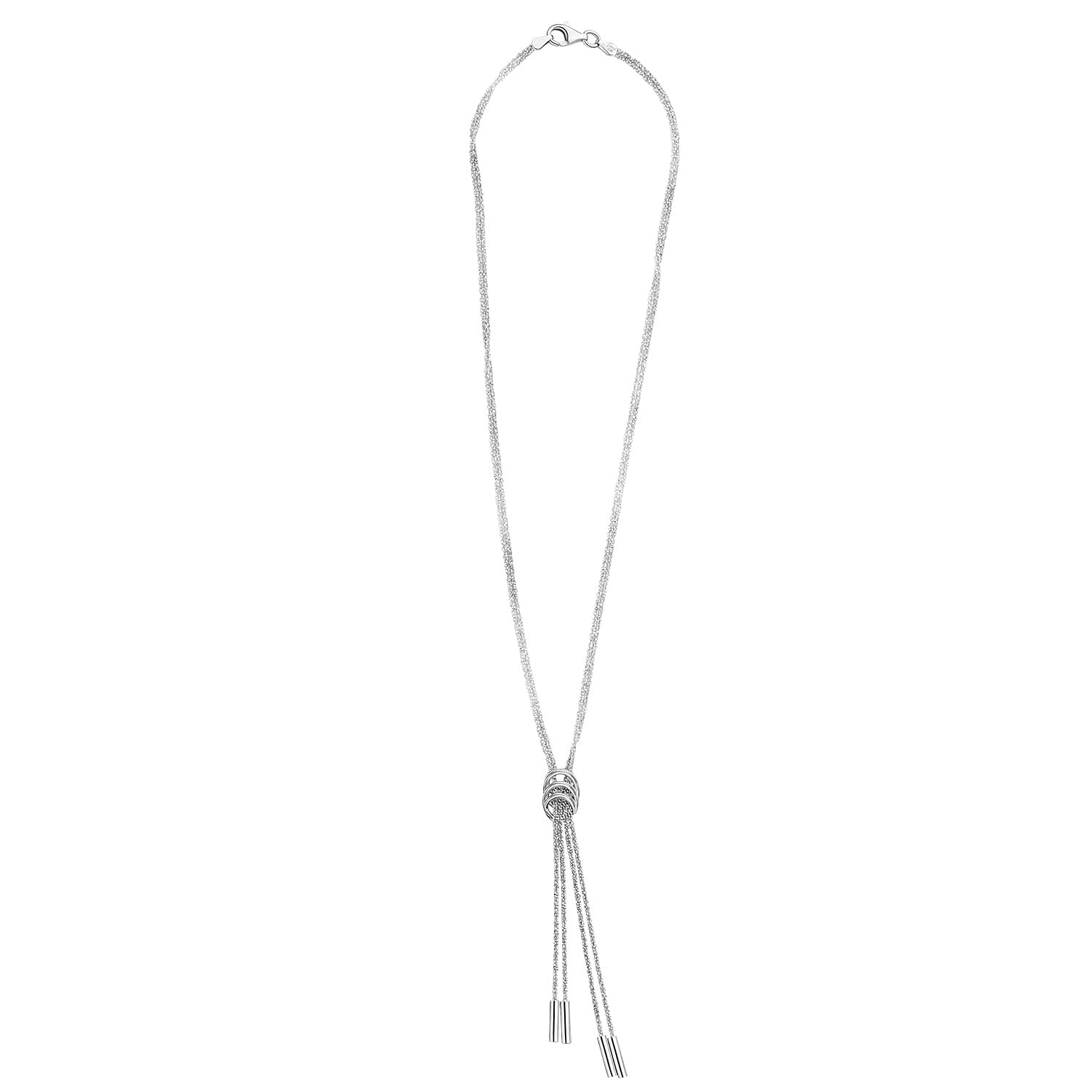 Rhodium Overlay Sterling Silver Criss & Rings Chain (Size 17), Silver Wt. 8.65 Gms.