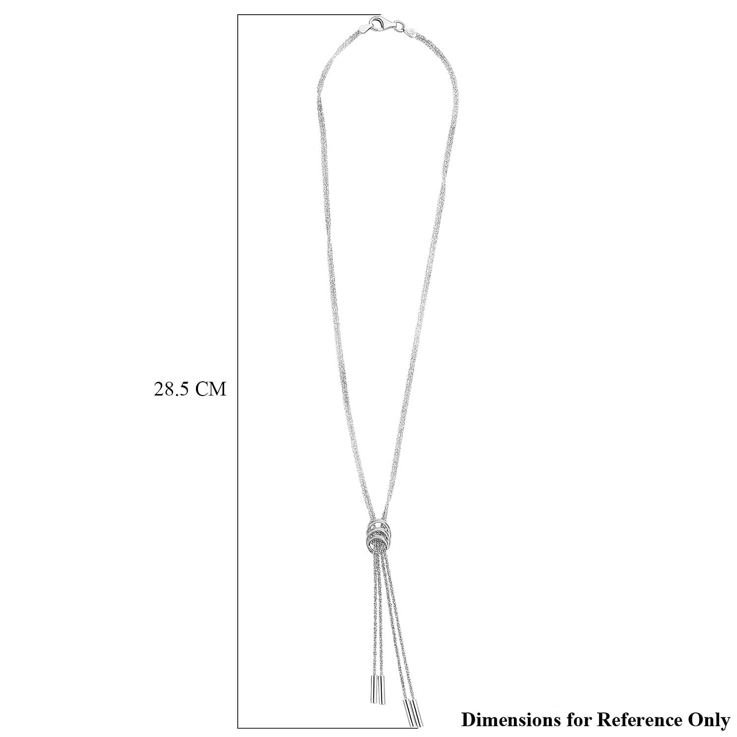 Rhodium Overlay Sterling Silver Criss & Rings Chain (Size 17), Silver Wt. 8.65 Gms.