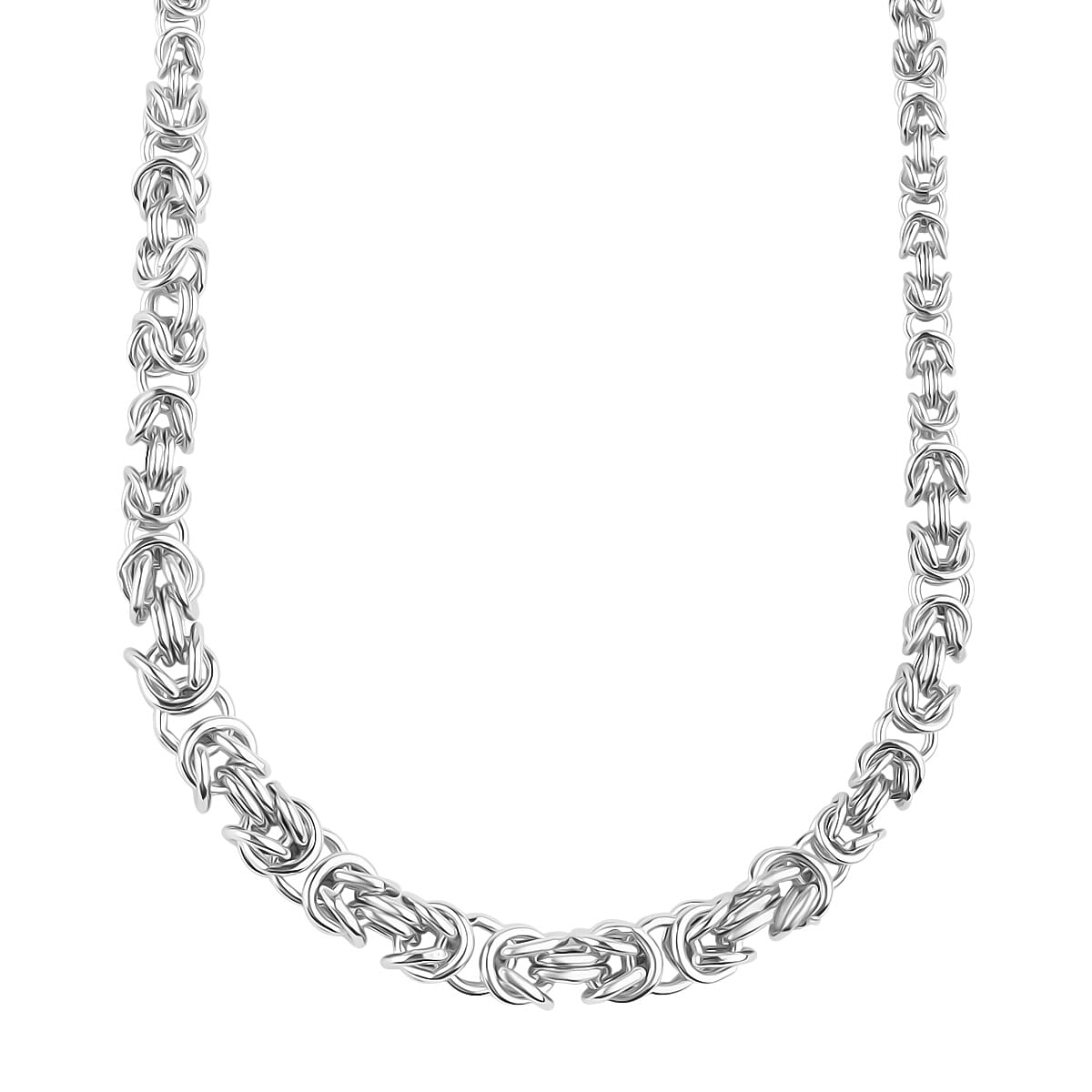 Sterling Silver Graduated Byzantine Necklace (Size 18)