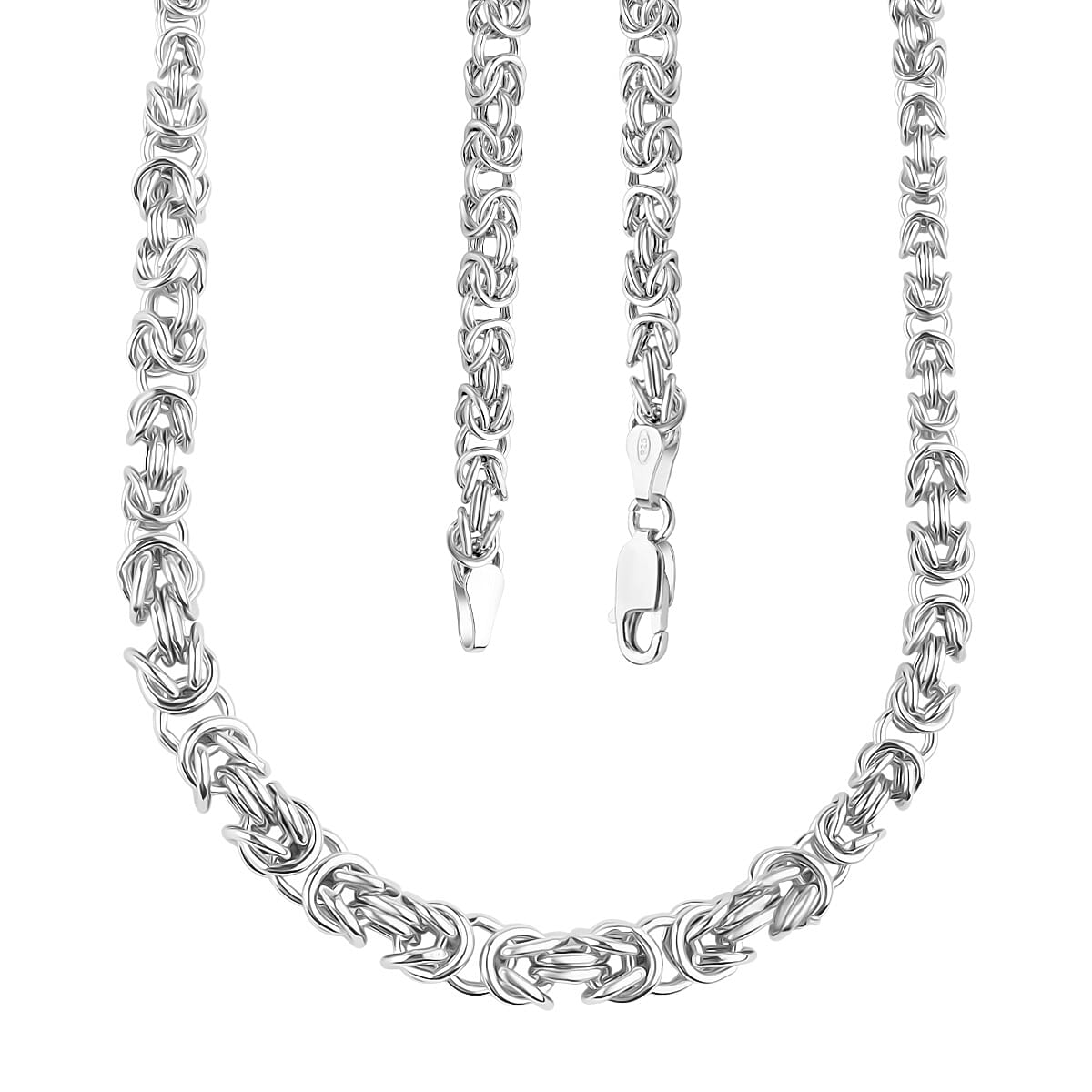 Sterling Silver Graduated Byzantine Necklace (Size 18)