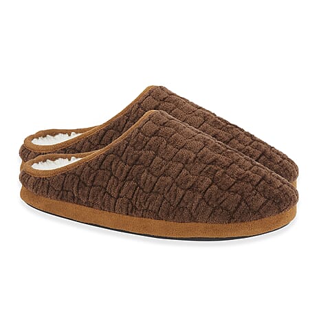 Jo - Joe Mens Quilted Fleece Lined Mule Slipper (Size 7) - Brown
