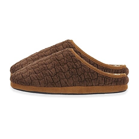 Jo - Joe Mens Quilted Fleece Lined Mule Slipper (Size 7) - Brown