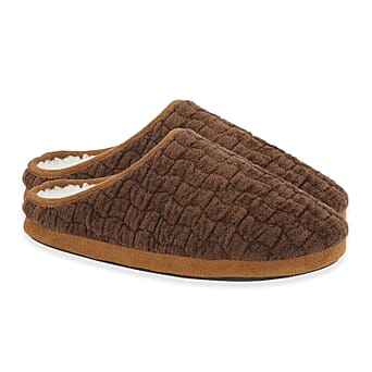 https://tjcuk.sirv.com/Products/83/7/8376297/Jo-Joe-Mens-Quilted-Fleece-Lined-Mule-Slipper-Size-8-Brown_8376297.jpg?w=342&h=342