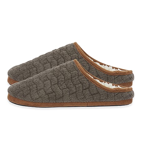 Jo - Joe Mens Quilted Fleece Lined Mule Slipper (Size 7) - Khaki