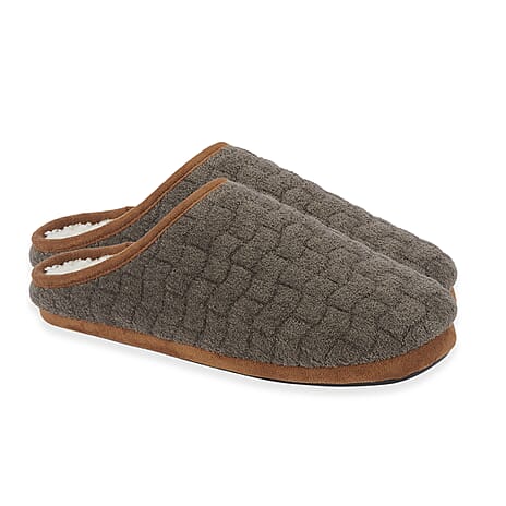Jo - Joe Mens Quilted Fleece Lined Mule Slipper (Size 9) - Khaki